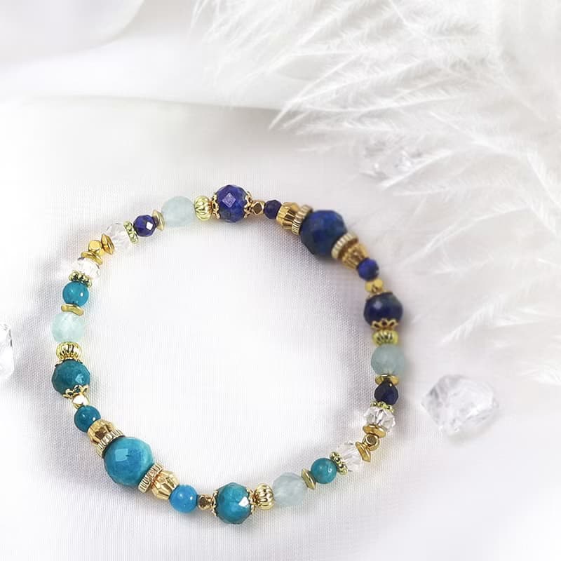 群青之海 | A123青金石磷灰石海藍寶手鍊