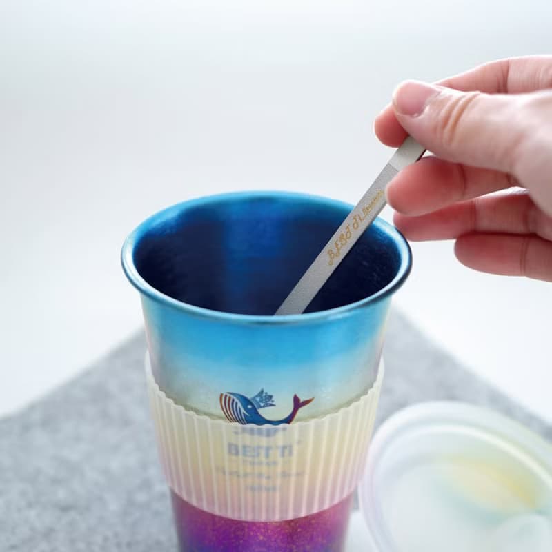 【BEST Ti】熱愛系列-愛地球 冰晶繽紛彩 純鈦隨行杯 鈦杯 460ml