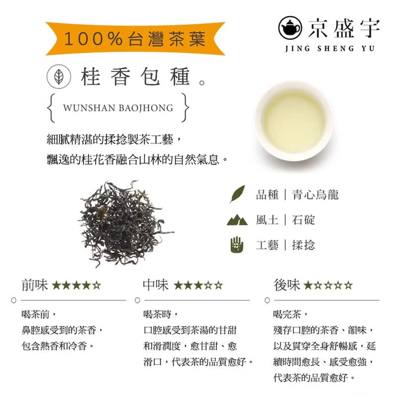 京盛宇【茶包】光之茶-桂香包種-原葉袋茶15入