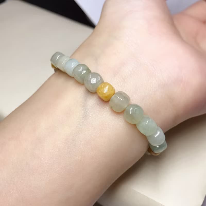 冰種多彩翡翠方塊手鍊 | 天然緬甸玉A貨翡翠 | 送禮
