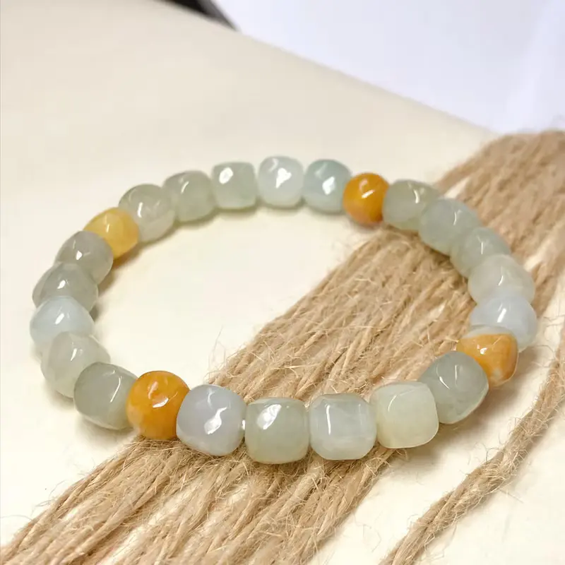 冰種多彩翡翠方塊手鍊 | 天然緬甸玉A貨翡翠 | 送禮