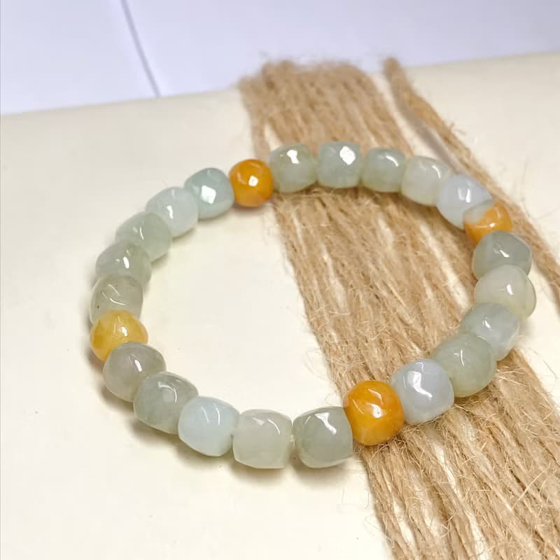 冰種多彩翡翠方塊手鍊 | 天然緬甸玉A貨翡翠 | 送禮