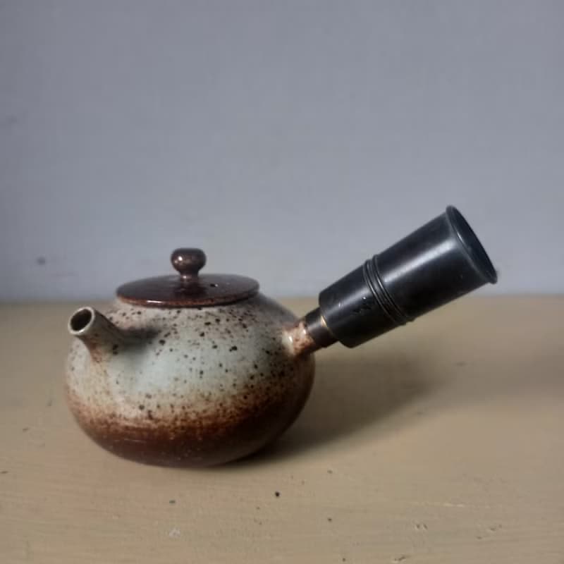 古典幽雅手拉胚銅手把側把壺急須
