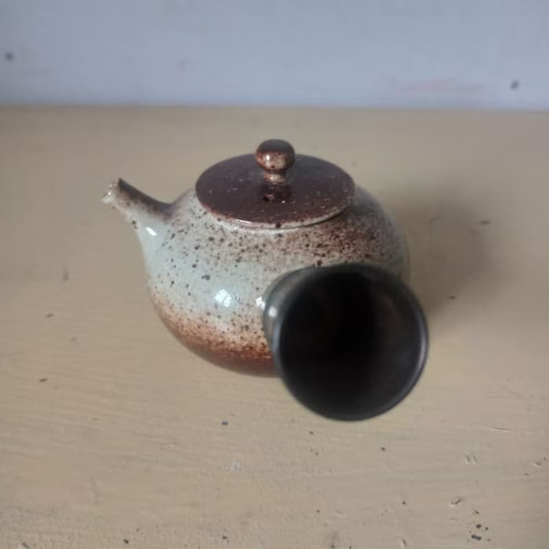 古典幽雅手拉胚銅手把側把壺急須