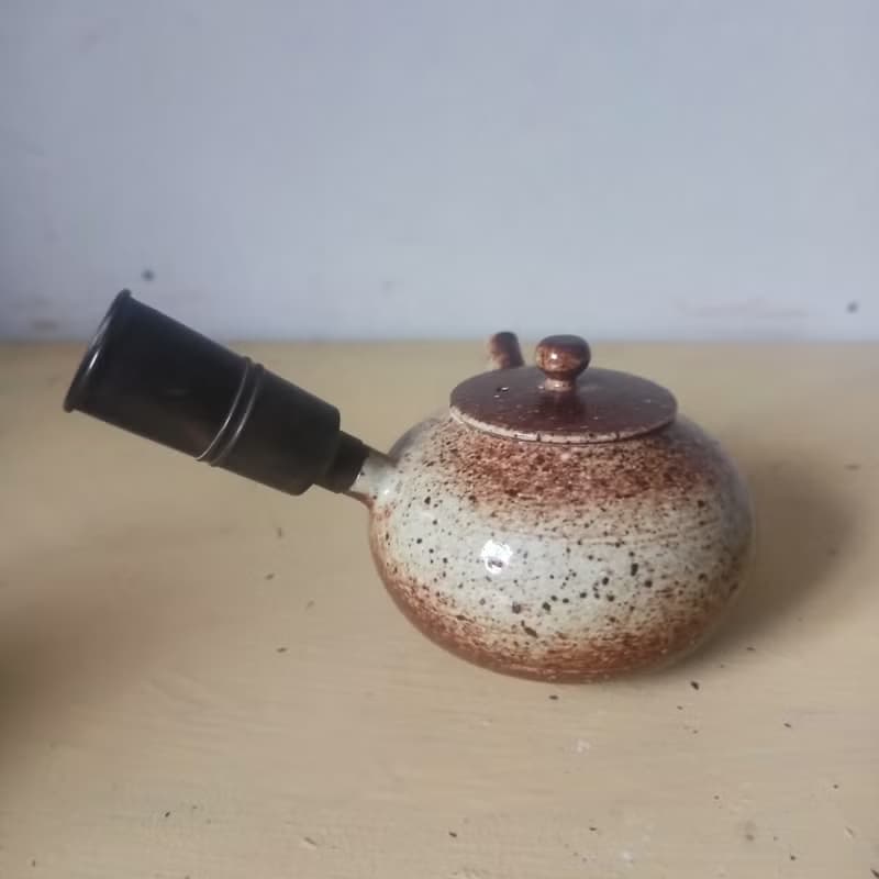 古典幽雅手拉胚銅手把側把壺急須