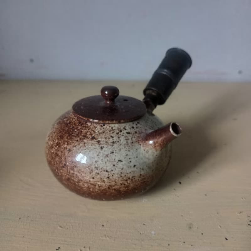 古典幽雅手拉胚銅手把側把壺急須
