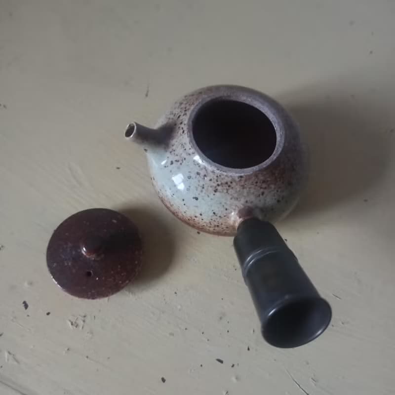 古典幽雅手拉胚銅手把側把壺急須