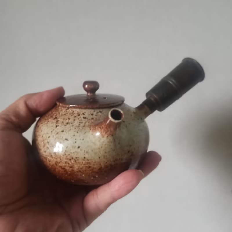 古典幽雅手拉胚銅手把側把壺急須