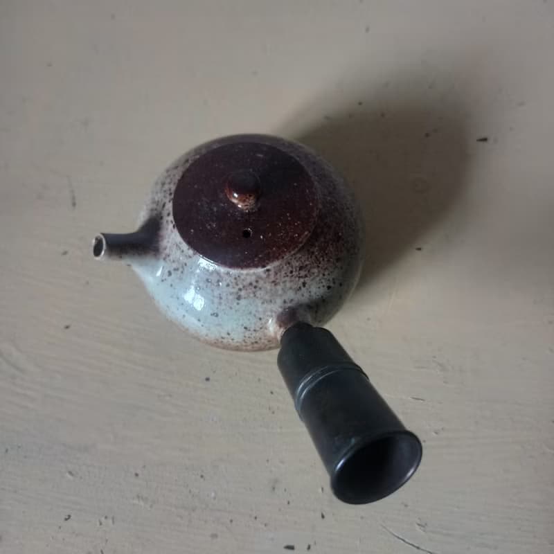 古典幽雅手拉胚銅手把側把壺急須