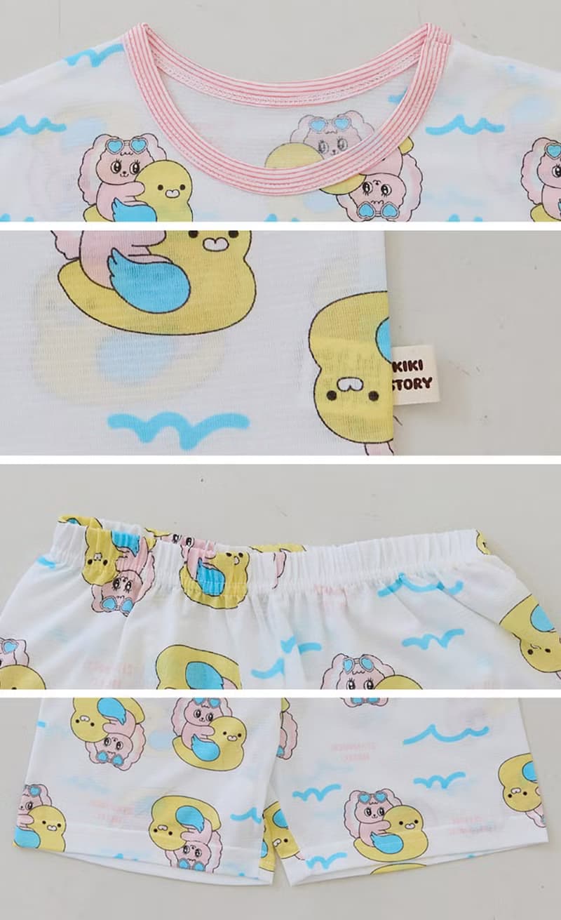 【新品】兔兔泳池派對-【寬鬆】銀離子空氣衣短袖童裝-K64505
