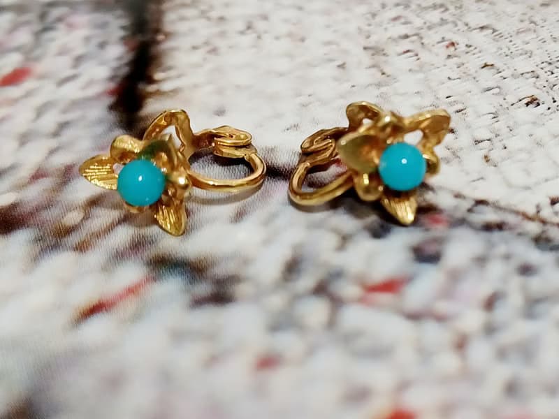 vintage jewelry  古董夾式耳環 金色含珠小耳夾