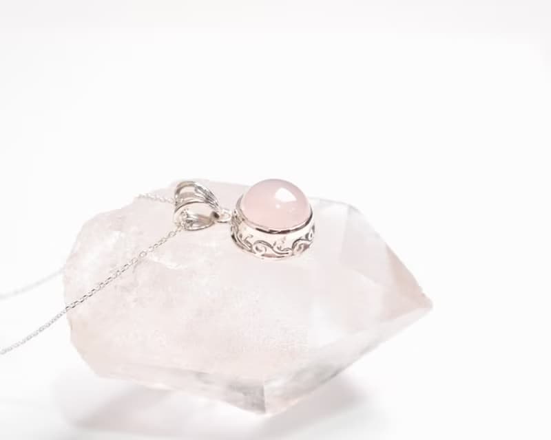 rose quartz silver necklace Silver925