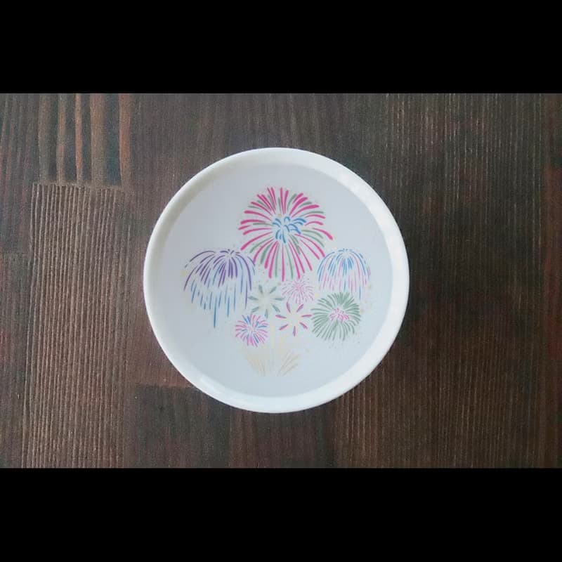 冷感花火平盃ペアセット　温度で色が変わる季節を楽しむ器