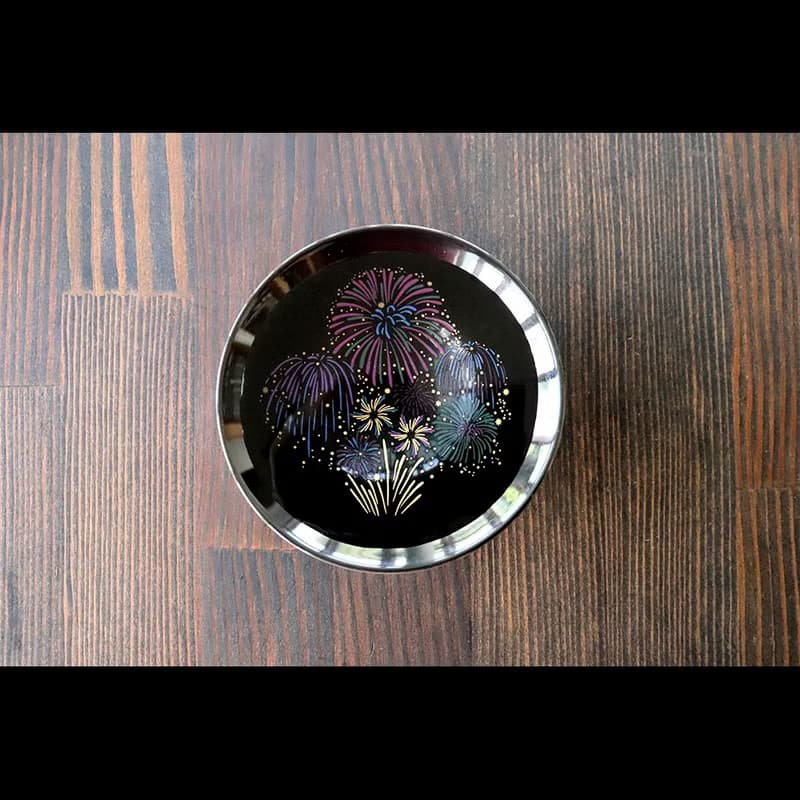 冷感花火平盃ペアセット　温度で色が変わる季節を楽しむ器