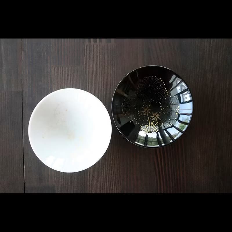 冷感花火平盃ペアセット　温度で色が変わる季節を楽しむ器