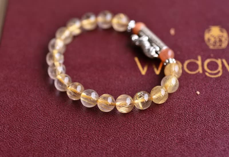 鈦晶+太陽石+咬錢虎純銀手鍊