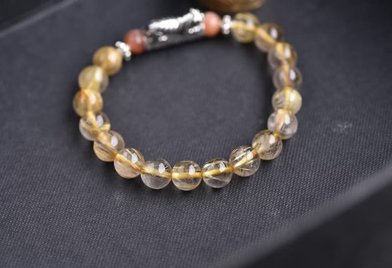 鈦晶+太陽石+咬錢虎純銀手鍊