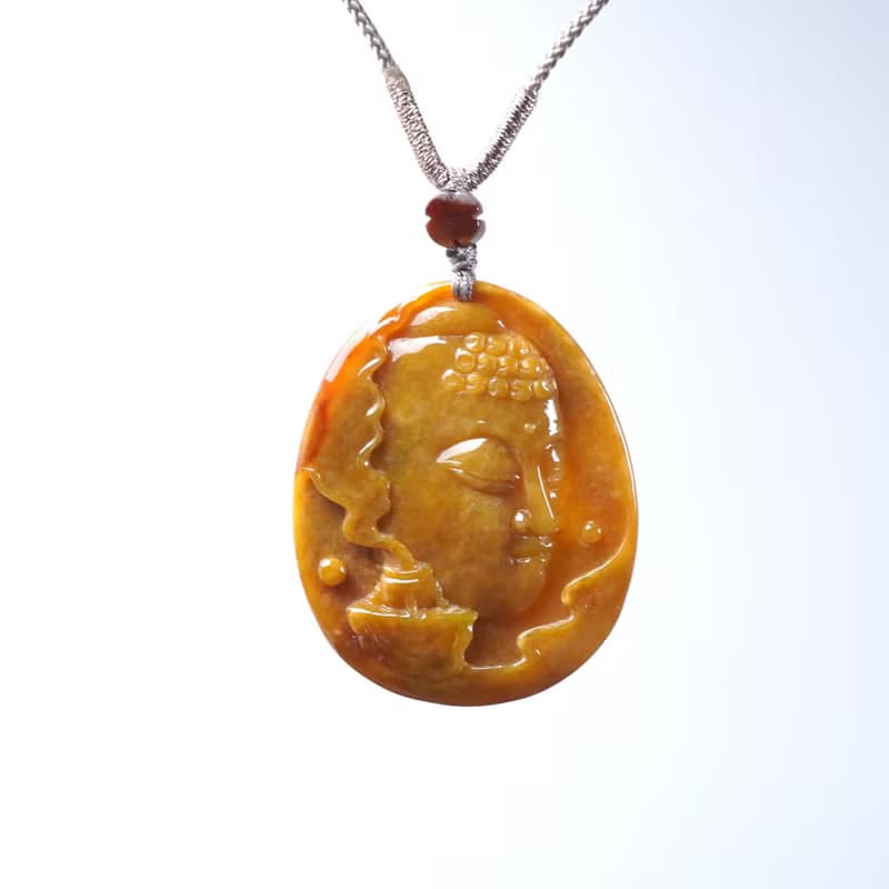 黃翡翡翠佛首項鍊 | 天然緬甸玉翡翠A貨 | 送禮
