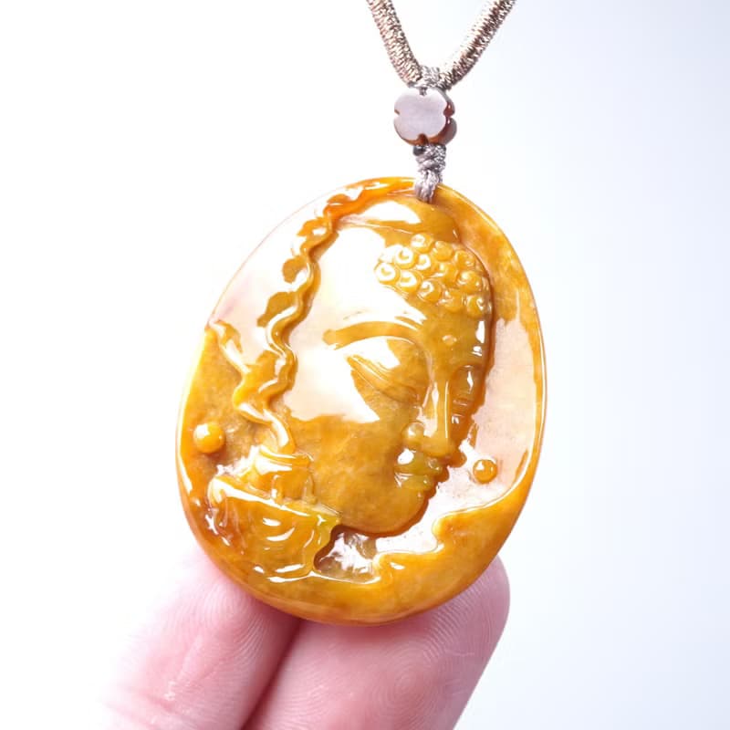 黃翡翡翠佛首項鍊 | 天然緬甸玉翡翠A貨 | 送禮