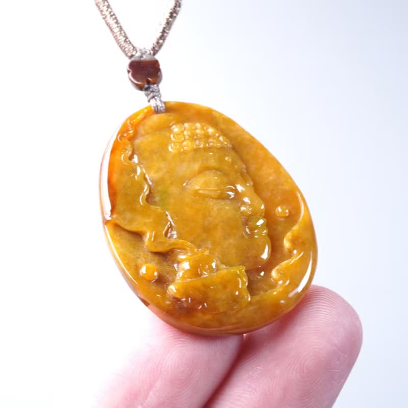 黃翡翡翠佛首項鍊 | 天然緬甸玉翡翠A貨 | 送禮