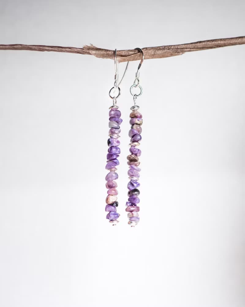 Charoite Earrings, 925Silver, Taurus stone, Libra Birth gem, Mother Day Gift