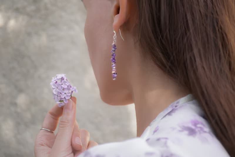 Charoite Earrings, 925Silver, Taurus stone, Libra Birth gem, Mother Day Gift