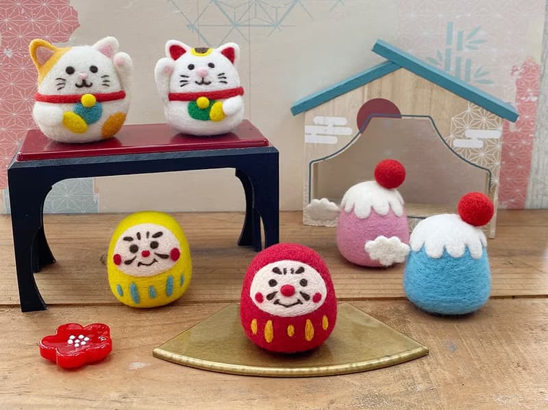 招喚幸運-大人氣羊毛氈吉祥物材料套組-財源滾滾招財貓