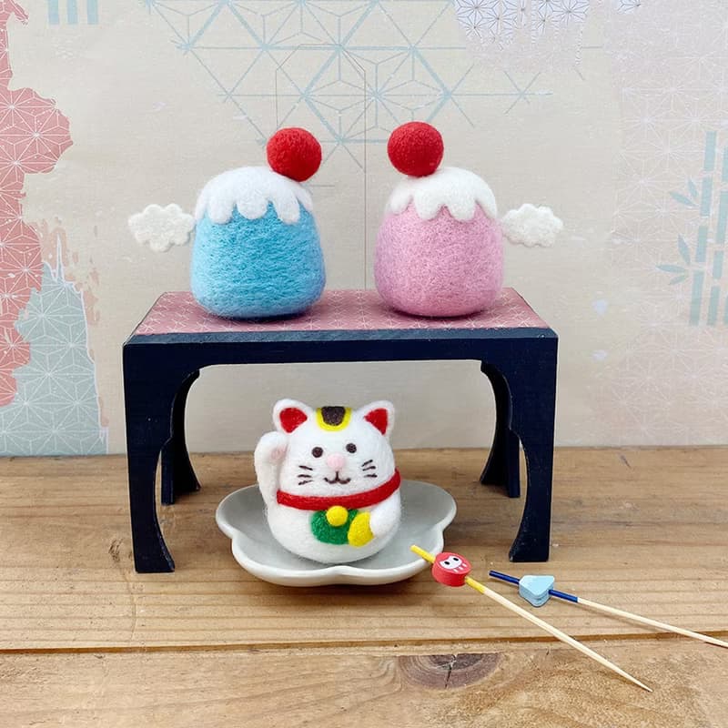 招喚幸運-大人氣羊毛氈吉祥物材料套組-財源滾滾招財貓