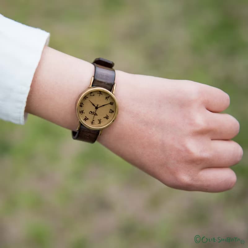 木版印刷染色皮製錶帶M尺寸15mm寬     手錶替換用錶帶