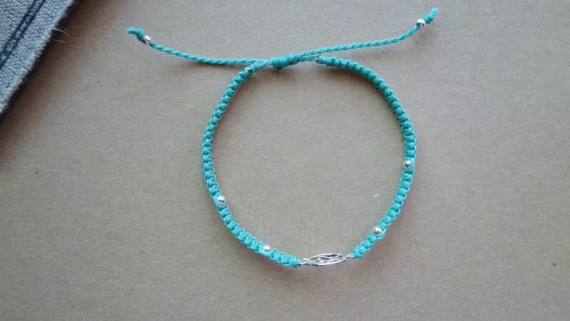 捕夢網Dreamcatche 925純銀蠶絲蠟線 編織手鍊  silver