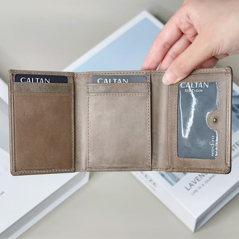 【24hr快速出貨】小文藝扣式真皮短夾-075055 五色 迷你 小錢包