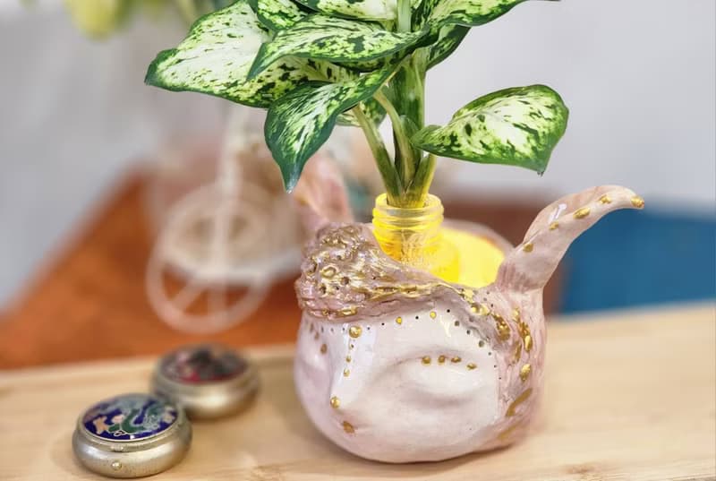 O唯一O長耳女王森林精靈*陶製套盆*開幕.新居.升遷.生日.盆栽賀禮