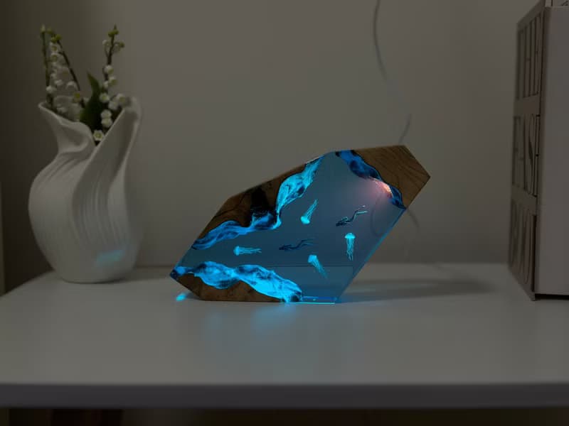 海底世界溶洞水母潛水員暢游 創意夜燈