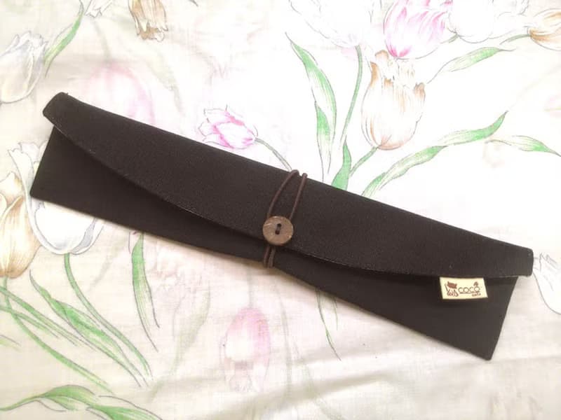 環保筷袋杯套組~手提式飲料杯套 餐具組收納袋 筷套(黑色)F08-010