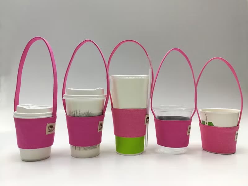 環保筷袋杯套組~手提式飲料杯套 餐具組收納袋 筷套(黑色)F08-010