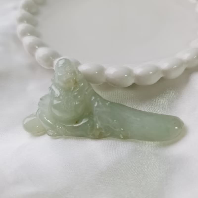 冰膠晴水布袋彌勒擺件 | 天然緬甸玉A貨翡翠