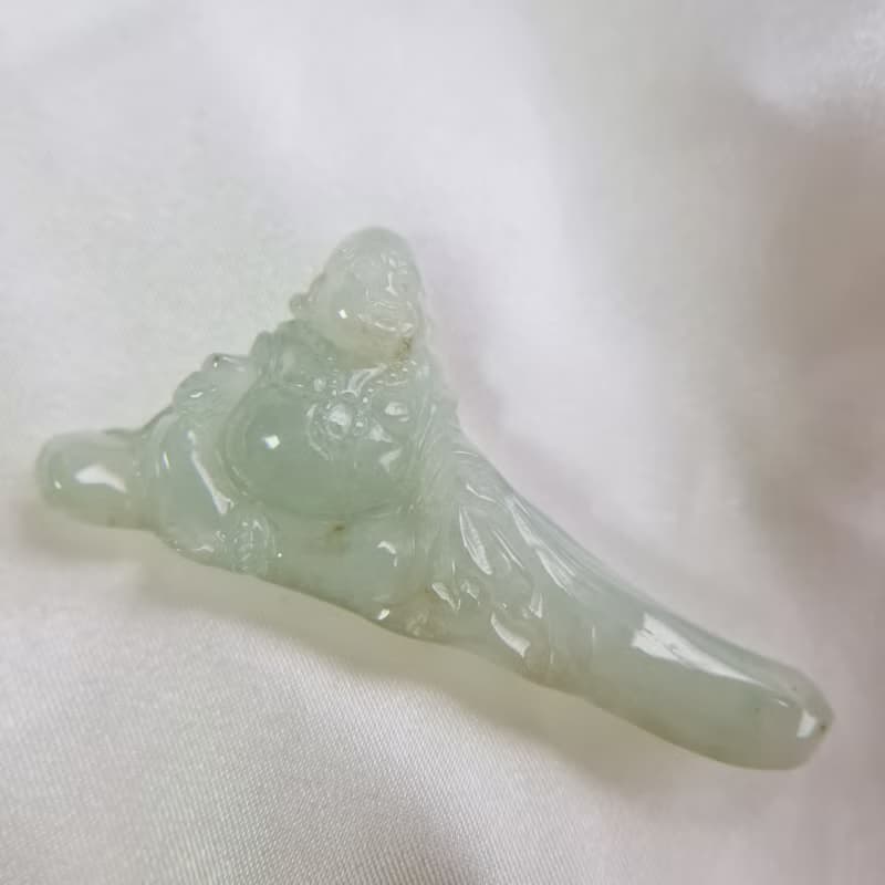 冰膠晴水布袋彌勒擺件 | 天然緬甸玉A貨翡翠