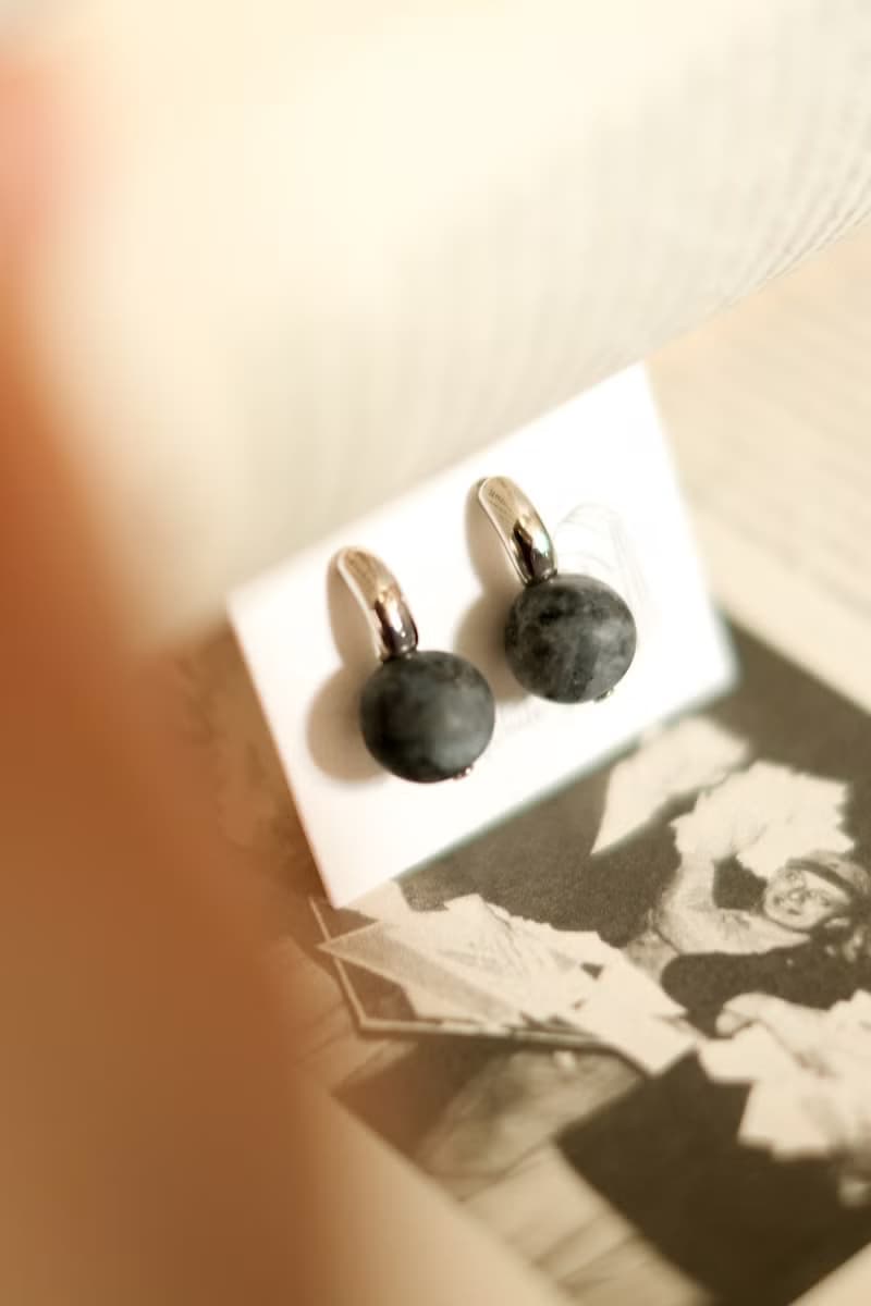 【神秘黑礦石】天然水晶 全925純銀耳環