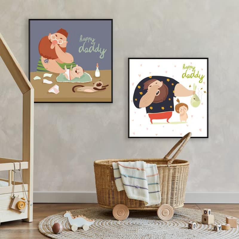 超級奶爸 • 濃濃的愛 - 親子/方形/多彩/幼兒園掛畫/掛畫/父親節