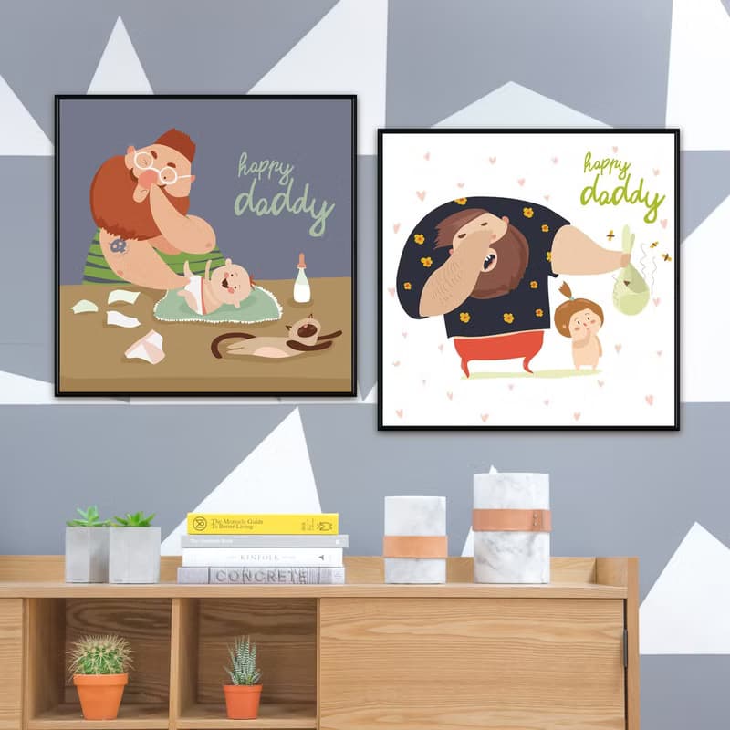 超級奶爸 • 濃濃的愛 - 親子/方形/多彩/幼兒園掛畫/掛畫/父親節