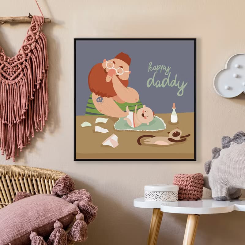 超級奶爸 • 濃濃的愛 - 親子/方形/多彩/幼兒園掛畫/掛畫/父親節