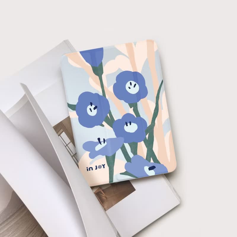 iPad 12.9/Air5/iPad 9/mini 7 夢幻粉蝶花 附筆槽平板保護套