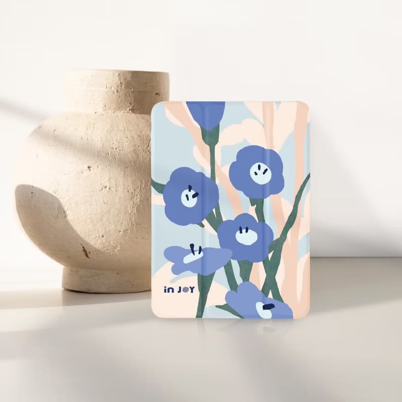 iPad 12.9/Air5/iPad 9/mini 7 夢幻粉蝶花 附筆槽平板保護套