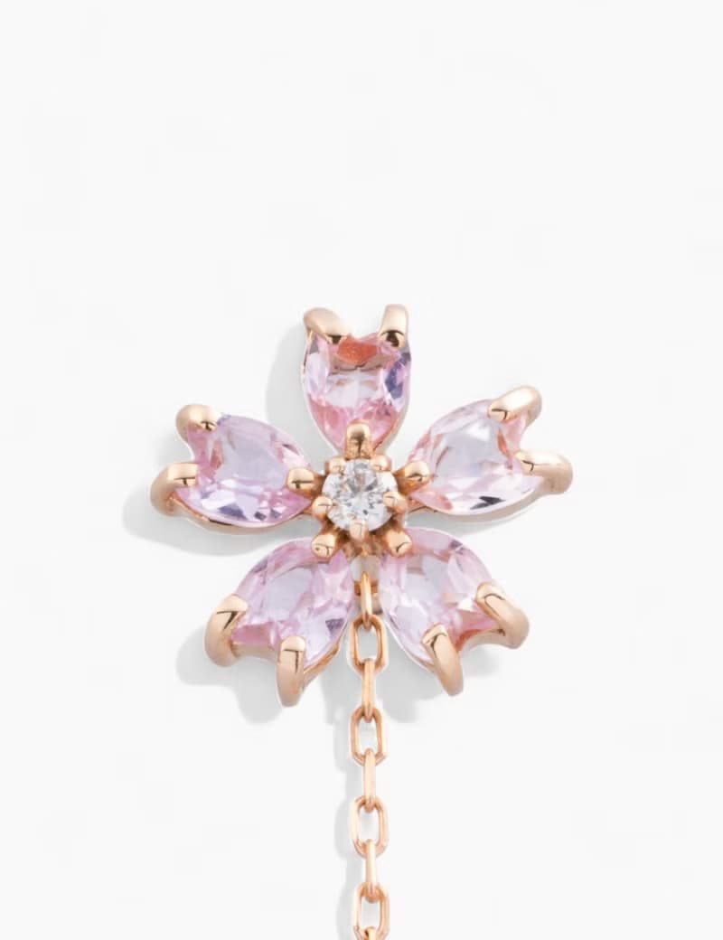 K10ピンクゴールドンピンクサファイア/ダイヤモンド/あこや真珠　ピアス Diamond Diamond Diamond