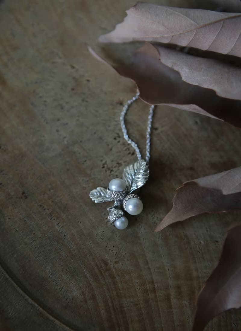 純銀橡實橡果珍珠串串項鍊