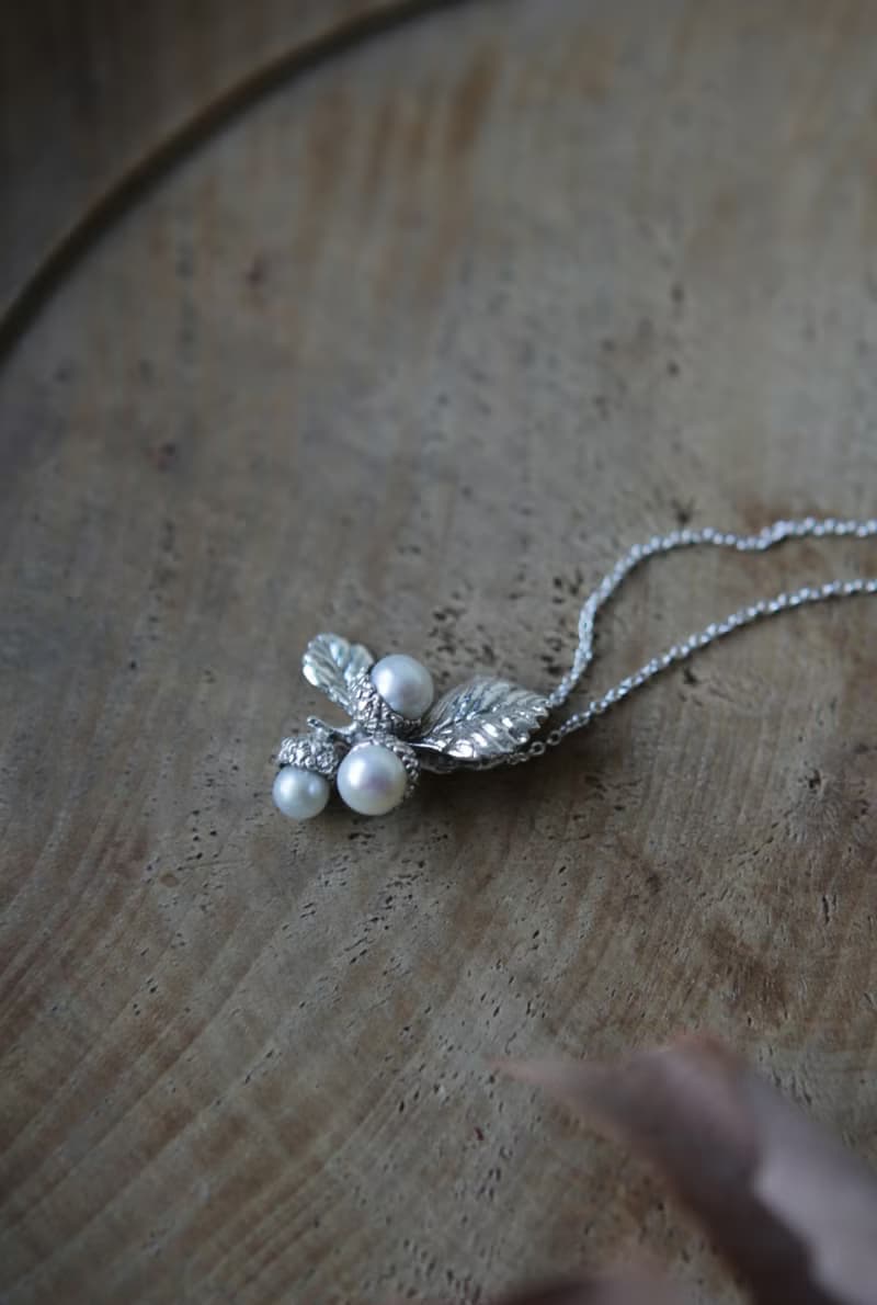 純銀橡實橡果珍珠串串項鍊