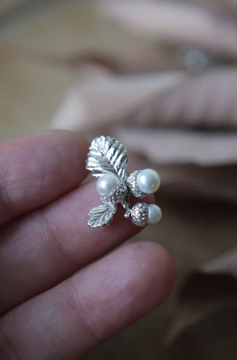 純銀橡實橡果珍珠串串項鍊