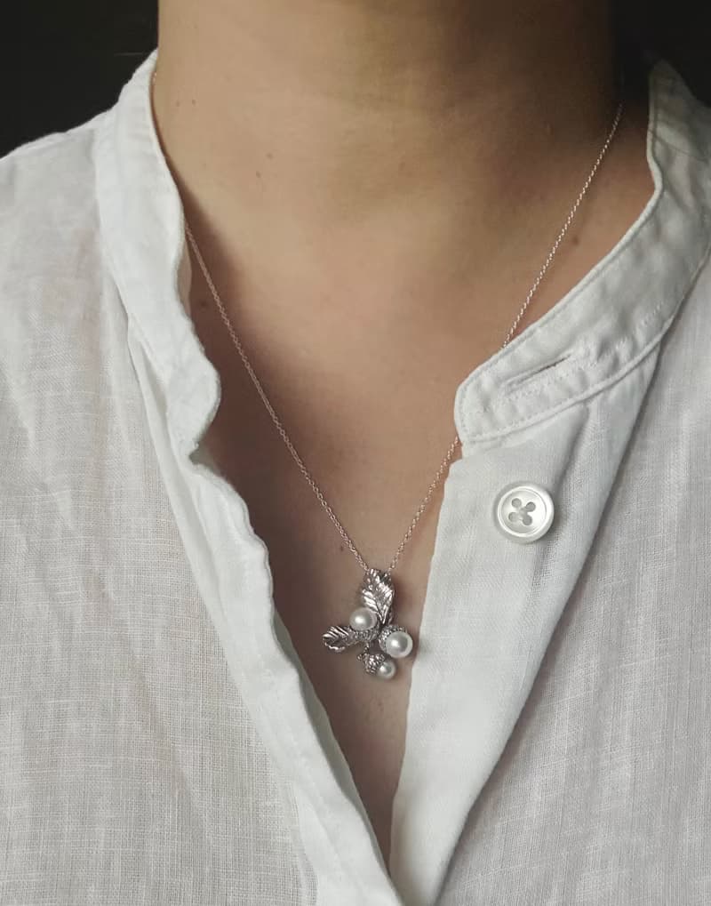 純銀橡實橡果珍珠串串項鍊