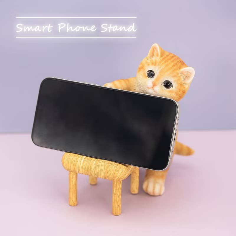 デバリエ スマホ スタンド ホルダー 誕生日プレゼント 女性 男性 猫 好き おもしろグッズ スマフォスタンド バレンタインデー  (チェアー茶トラ)cb030