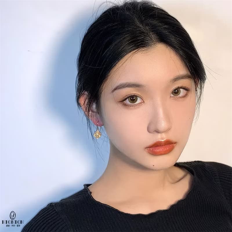 HiOnion原創包金蕾絲方塊法式復古鋯石耳環氣質優雅無耳洞耳夾女